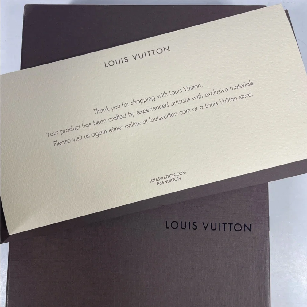 Louis Vuitton Brown Cream Slide Drawer Box for Wallet Gift Storage w/ Paperwork